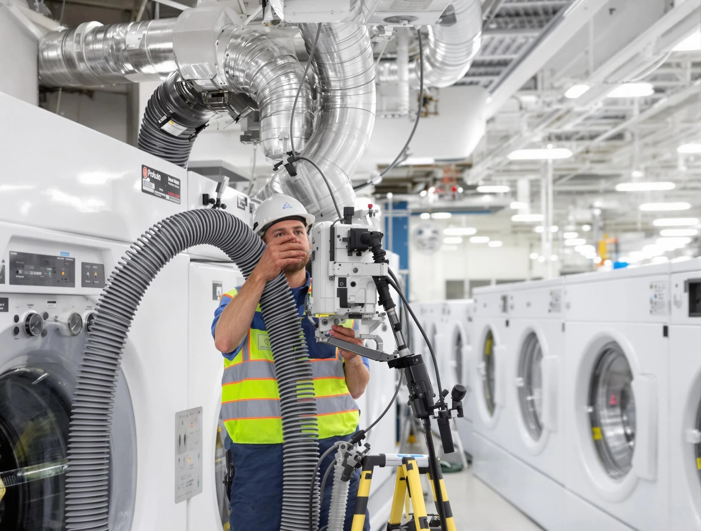 Spanish Fork Dryer Vent Cleaning team performing commercial-grade dryer vent cleaning at a business facility in Spanish Fork