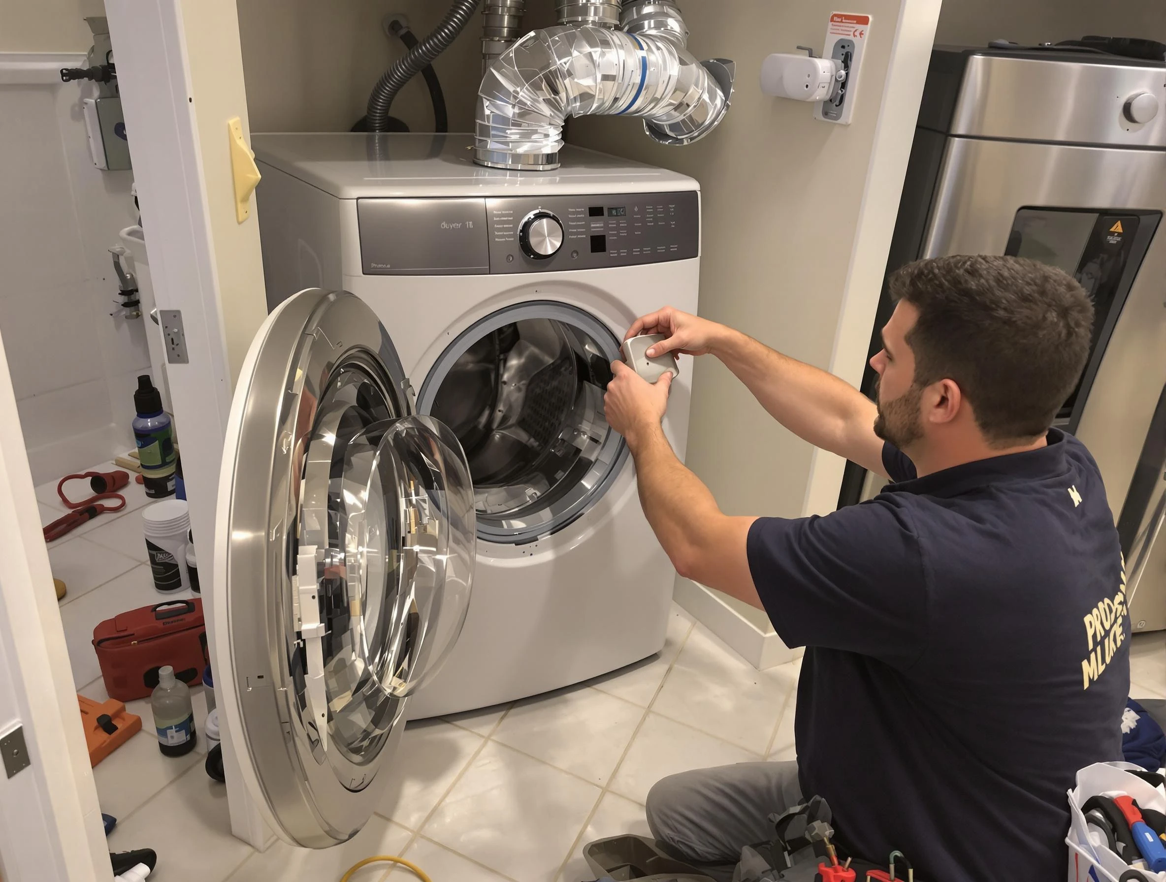 Spanish Fork Dryer Vent Cleaning technician performing precise dryer vent hose installation in Spanish Fork